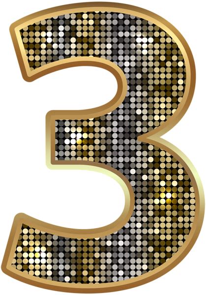 Gold Number Three Png Clipart Image Images