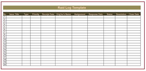6 Raid Log Template Free Log Templates