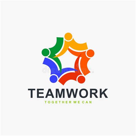 Teamwork Logo Design Vector People Rounded Illustration Symbol