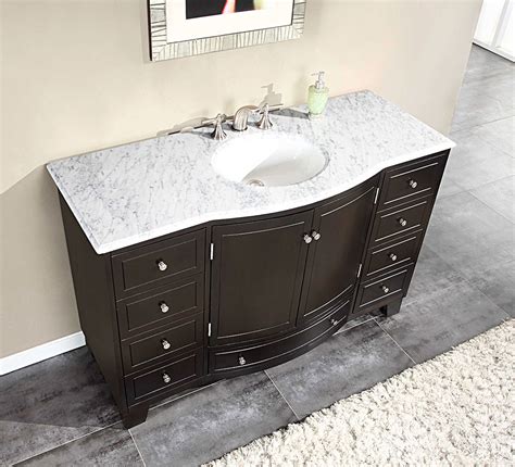 55 Inch Single Sink Bathroom Vanity Carrara White Marble Counter Top