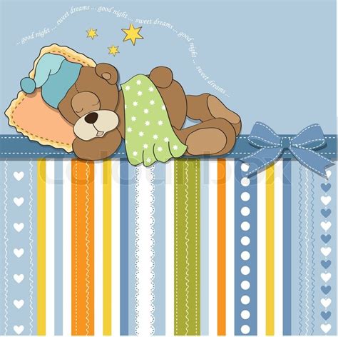 Cute Teddy Bear Sleeps On Pillow Stock Vector Colourbox