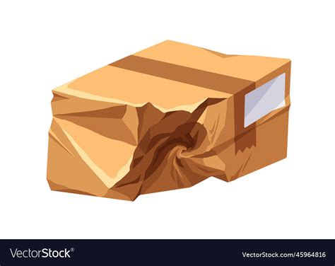 Creased Cardboard Parcel Damaged Delivery Vector Image