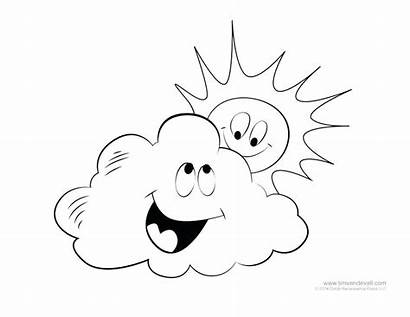 Cloud Coloring Rain Clouds Pages Weather Printable