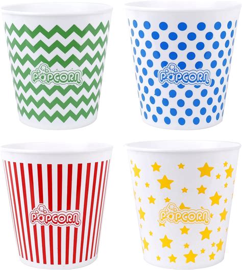 Tebery 12 Pack Reusable Plastic Round Popcorn Bucket Tub 7 X 7 Inches