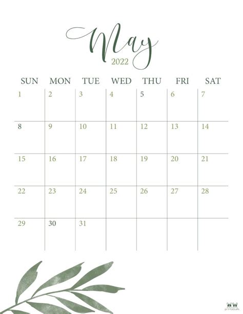 Printable May 2022 Calendar Style 3 May Calendar Printable Calendar