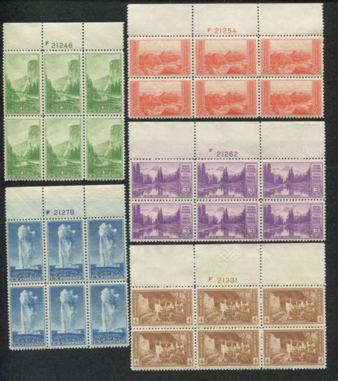 1934 Us Postage Stamps 740 749 Mnh Vf National Parks Issue Plate