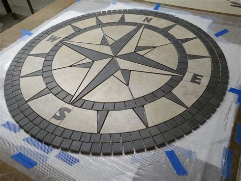 Handcrafted Porcelain Tile Classic Compass Rose Mosaic Etsy