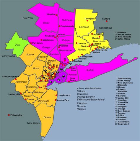 New York Metropolitan Area In Map Of New York Metro Area Hg