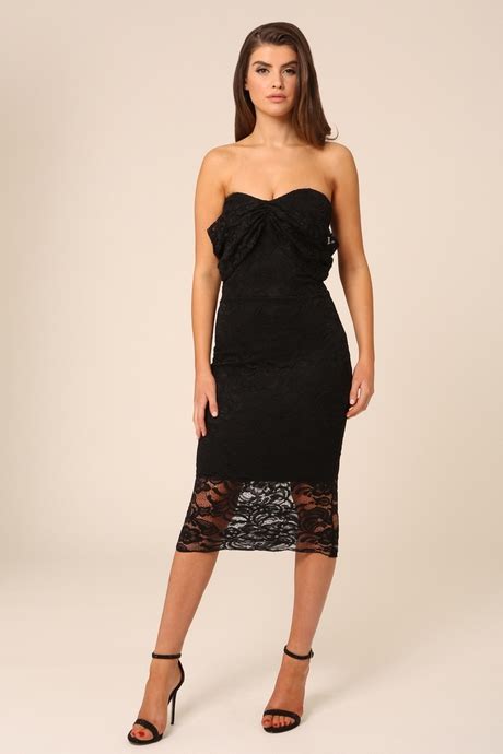 Strapless Black Midi Dress