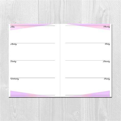 Weekly Planner Printable Horizontal Layout A5 Size Undated Etsy In