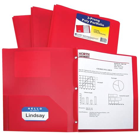 C Line 2 Pocket Poly Portfolio With Prongs Red Pack Of 25 Michaels
