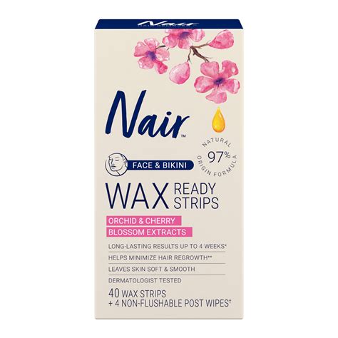 Nair Hair Remover Wax Ready Strips For Face Bikini 40 Ct