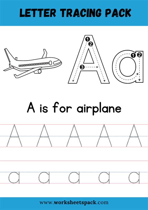 A Is For Airplane Coloring Free Letter A Tracing Worksheet Pdf