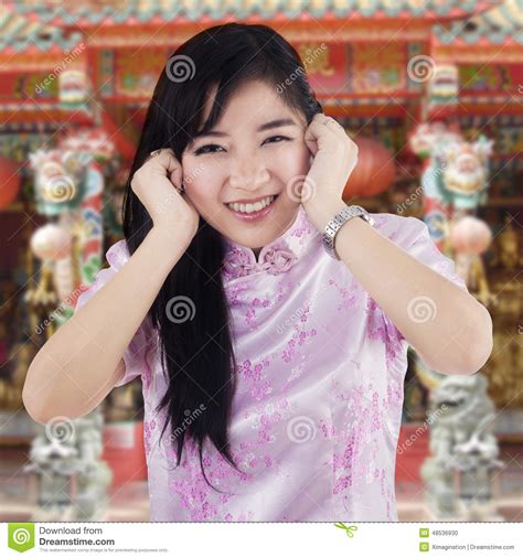 Cute Chinese Girl in the Temple Stock Photo - Image of asian, beautiful ...