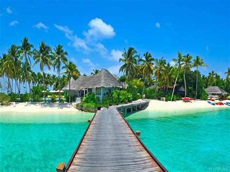 Resort Kandooma Kang Duma Tropical Island Maldives Sandy Beach Palm