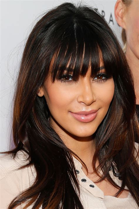 Kim Kardashian Long Straight Cut With Bangs Kim