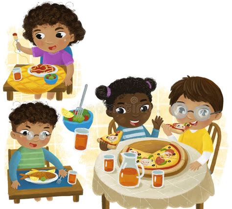 Children Eating Pizza Stock Illustrations 250 Children Eating Pizza