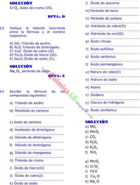 Nomenclatura Inorganica Ejercicios Resueltosdoc Cromo