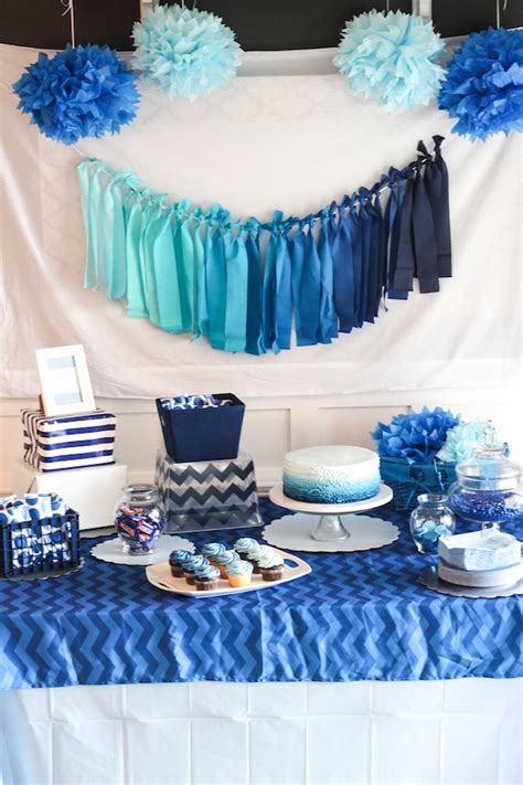 Looking for 75th birthday party decorations? Blue Ombre Birthday Party
