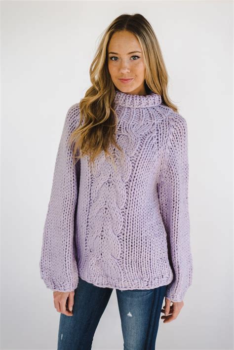 The Chunky Cable Knit Sweater In Lilac Cable Knit Sweaters Sweaters