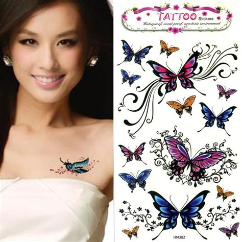 2015 new butterfly tattoo stickers waterproof female sexy temporary tattoo for women body
