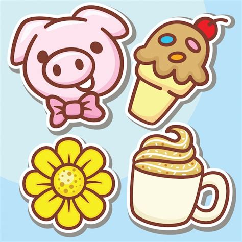Premium Vector Cute Hand Drawn Variety Objects Stickers