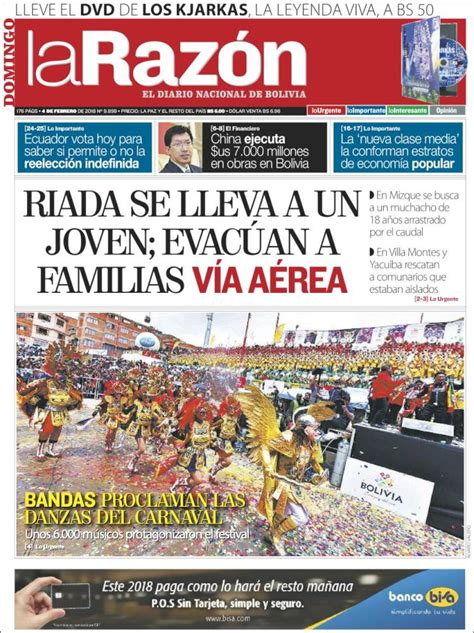 periódico la razón bolivia periódicos de bolivia edición de domingo