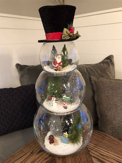 Fishbowl Snowman Christmas Miniature Scene Diorama Christmas