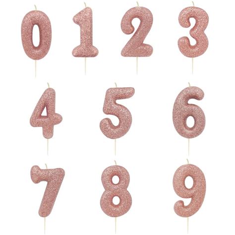 Rose Gold Glitter Candle Numbers 0 9 Party Save Smile