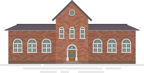 High School Building Vector Illustration Isolated On White Background