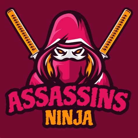 Assassins Ninja Mascot With Swords Logo Template By