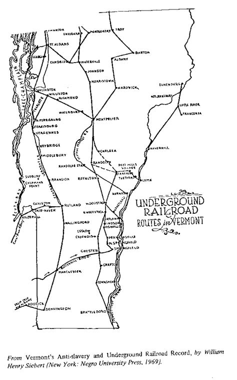 Underground Railroad Routes In Vermont Map Underground Railroad