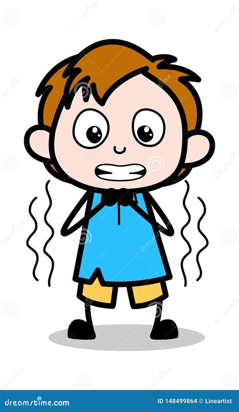 Frightened School Boy Cartoon Character Vector Illustration Stock