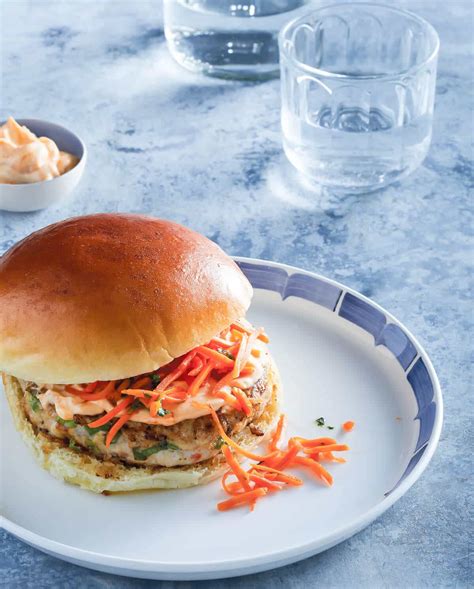 Dredge all 4 chicken pieces in mixture and set aside to a plate. Thai Chicken Burgers with Quick Pickled Carrots - Steamy ...