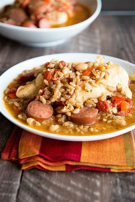 One Pot Recipe Chicken with Kielbasa and Beans from dineanddish.net