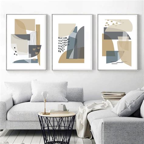 Abstract Print Scandinavian Poster Set Of 3 Prints Beige Art Pastel Art