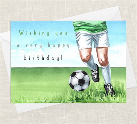Football Verjaardag Wenskaart Met Envelop Happy Birthday Etsy