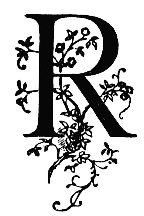 R Floral Initial Clipart Etc