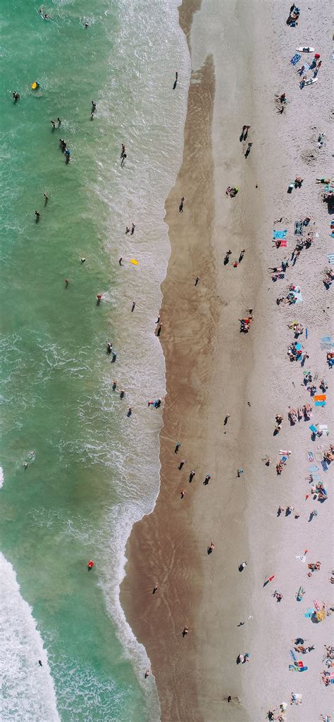 Aerial Photography Of People On Beach Iphone 12 Wallpapers Free Download
