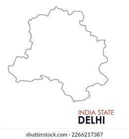 Delhi India Vector Map High Detailed Stock Vector Royalty Free