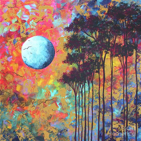 Abstract Art Original Tree Moon Landscape Painting Prints Home Decor
