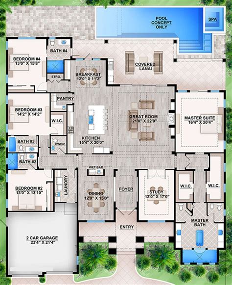 House Plan 5565 00017 Luxury Plan 3996 Square Feet 4 Bedrooms 45