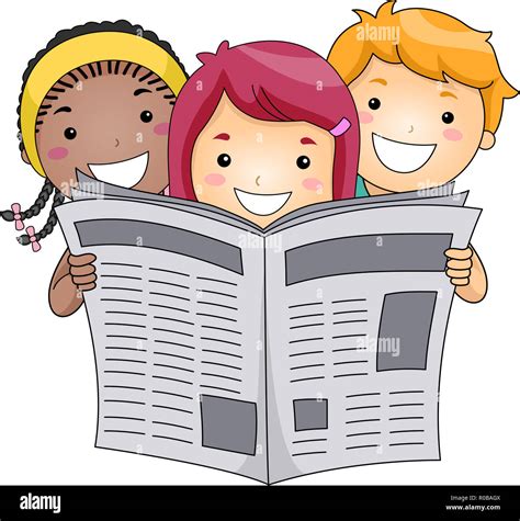 Illustration Of Kids Holding And Reading A Newspaper Stock Photo Alamy