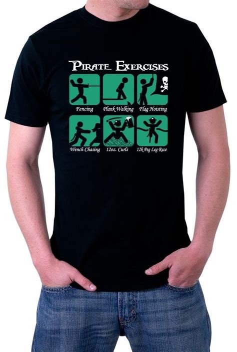 Pirate Exercises Fencing Wench Chasing Funny Humor T Shirt T Shirts