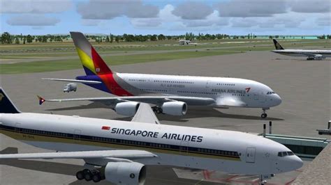 Fsx Airbus A Asiana Airlines Landing At Singapore Airport Asiana Airlines Airbus Airbus A