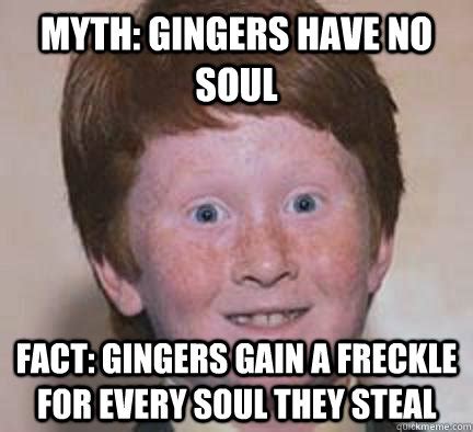 Myth Gingers Have No Soul Fact Gingers Gain A Freckle For Every Soul