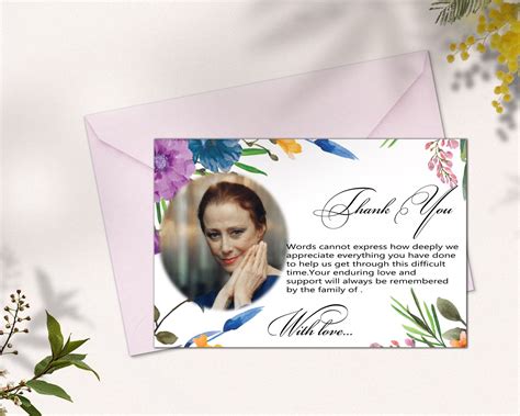 Flowers Funeral Thank You Card Flowers Funeral Etsy