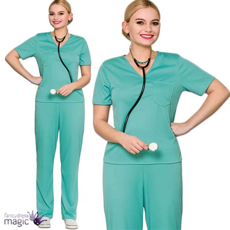 Ladies Adults Er Scrubs Doctor Surgeon Hospital Nurse Fancy Dress