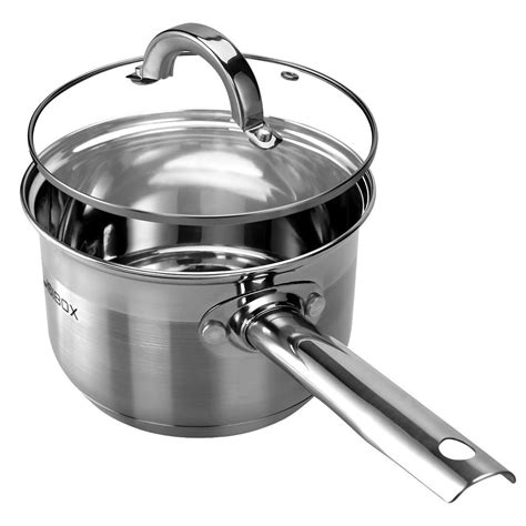sauce saucepan pan quart lid pot steel stainless induction covered cookware compatible premium cooking
