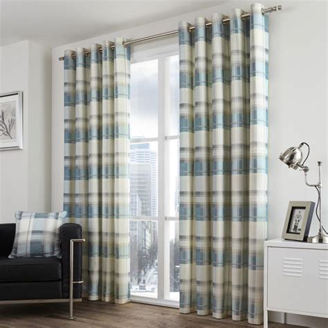 Due to unique look they are appealing more to customers and they love them.so take your time to choose those, which can fulfill your requirements and fit into your. | Check | Eyelet | Striped | Curtains | Teal | Blue | Tony ...